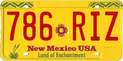 NM license plate 786RIZ