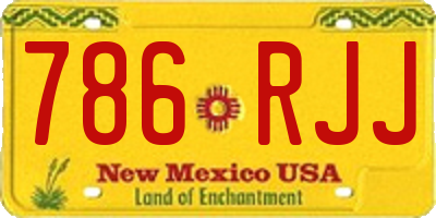 NM license plate 786RJJ