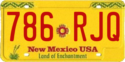 NM license plate 786RJQ