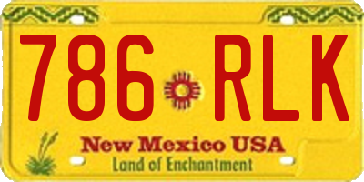 NM license plate 786RLK