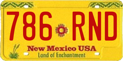 NM license plate 786RND