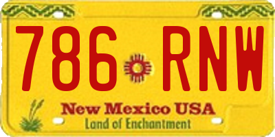 NM license plate 786RNW