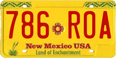 NM license plate 786ROA