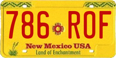 NM license plate 786ROF