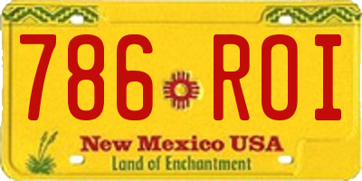 NM license plate 786ROI