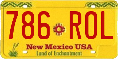 NM license plate 786ROL