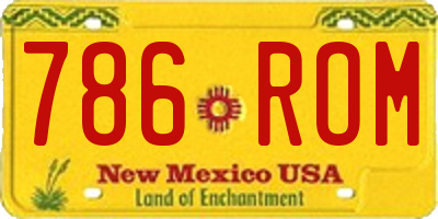 NM license plate 786ROM