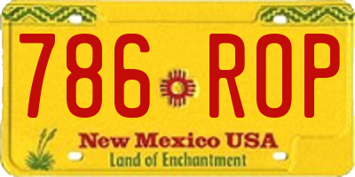 NM license plate 786ROP