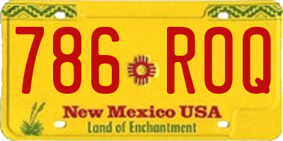 NM license plate 786ROQ