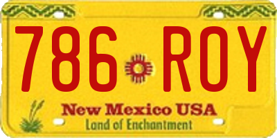 NM license plate 786ROY
