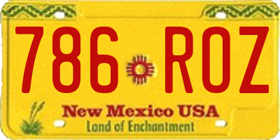 NM license plate 786ROZ