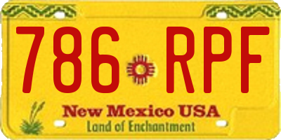 NM license plate 786RPF