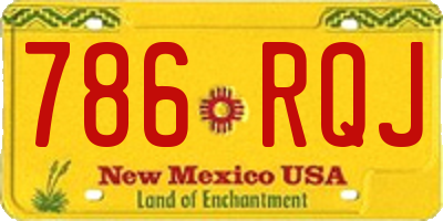 NM license plate 786RQJ