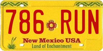 NM license plate 786RUN