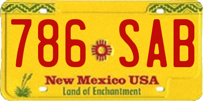 NM license plate 786SAB