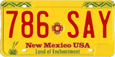 NM license plate 786SAY