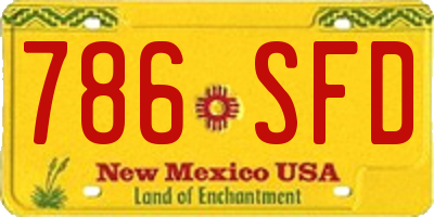 NM license plate 786SFD