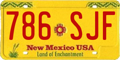 NM license plate 786SJF
