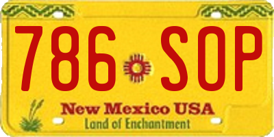 NM license plate 786SOP