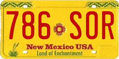 NM license plate 786SOR