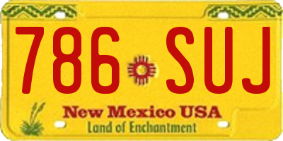 NM license plate 786SUJ