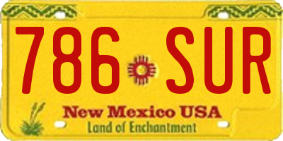 NM license plate 786SUR