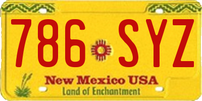 NM license plate 786SYZ