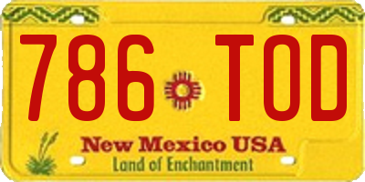 NM license plate 786TOD