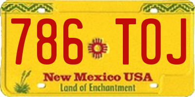 NM license plate 786TOJ