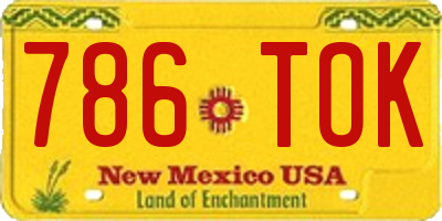 NM license plate 786TOK