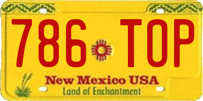 NM license plate 786TOP