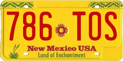 NM license plate 786TOS