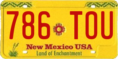 NM license plate 786TOU