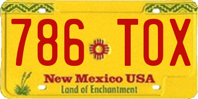 NM license plate 786TOX