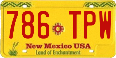 NM license plate 786TPW