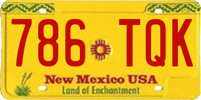 NM license plate 786TQK