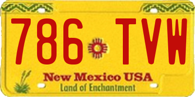 NM license plate 786TVW