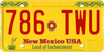 NM license plate 786TWU
