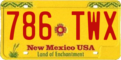 NM license plate 786TWX