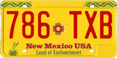 NM license plate 786TXB
