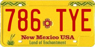 NM license plate 786TYE