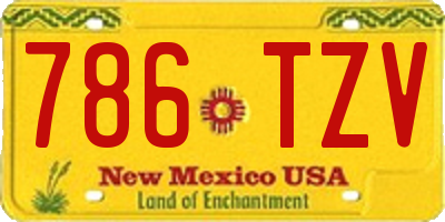 NM license plate 786TZV