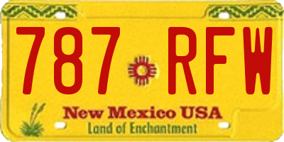 NM license plate 787RFW