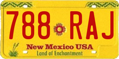 NM license plate 788RAJ