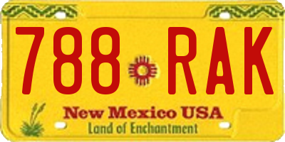 NM license plate 788RAK