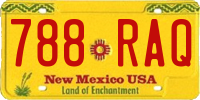 NM license plate 788RAQ