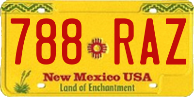 NM license plate 788RAZ