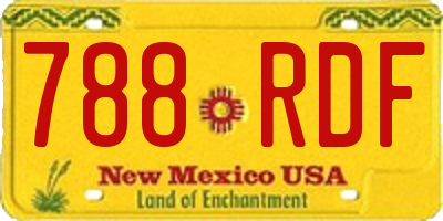 NM license plate 788RDF