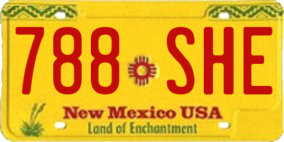 NM license plate 788SHE
