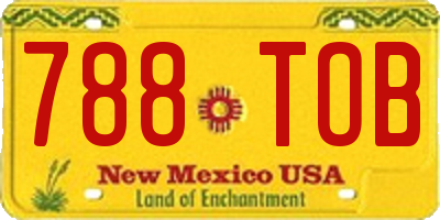 NM license plate 788TOB